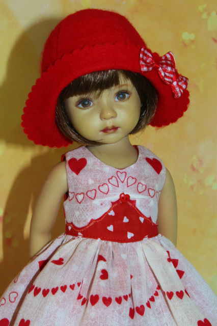 Happy Hearts Hanky Dress & Hat Set made to fit 13